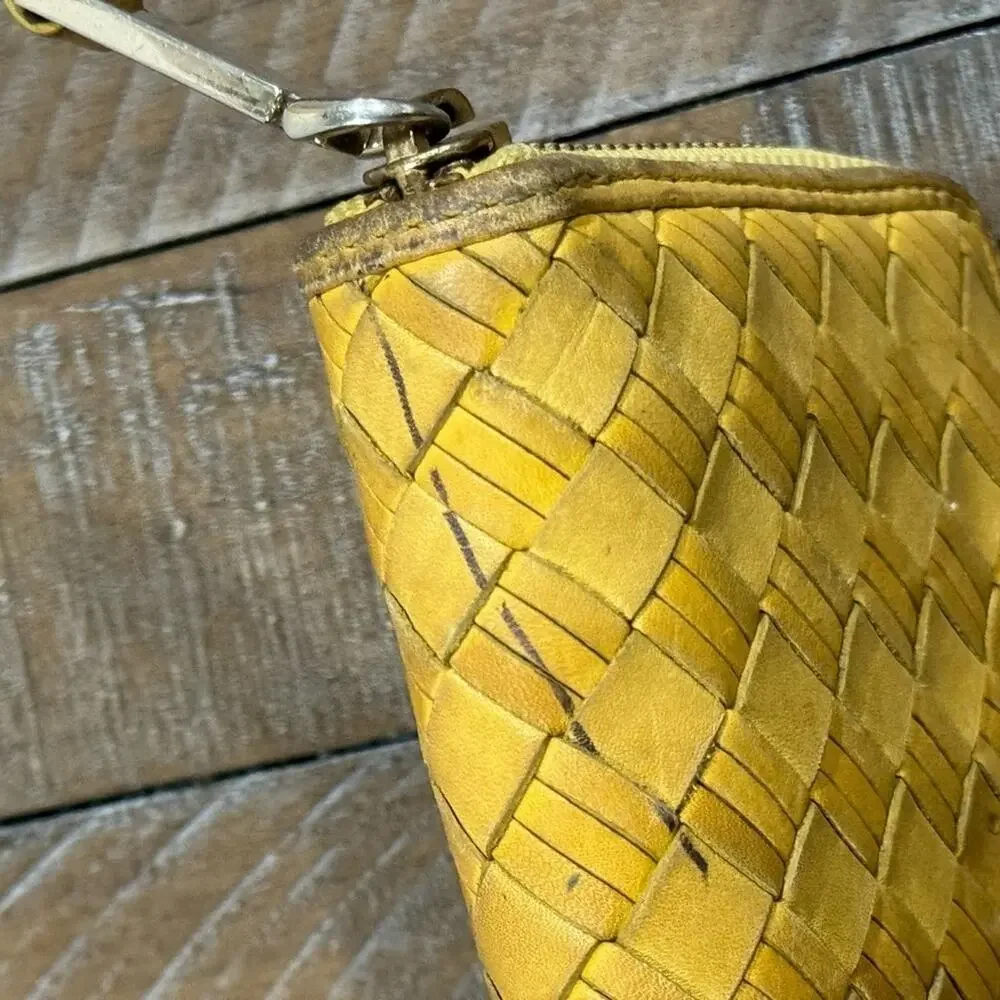 Cole Haan Heritage Weave Yellow Leather Wallet See pics for pen mark